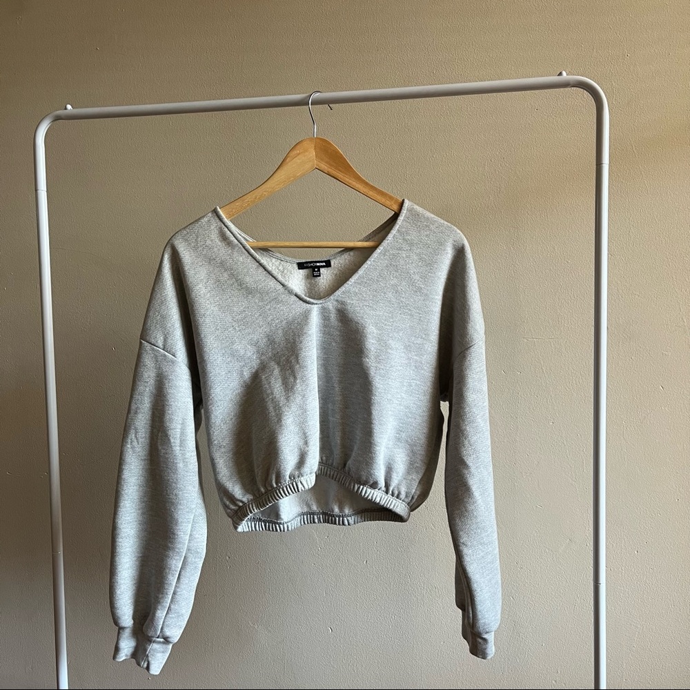 Fashion Nova Catching Flights Sweatshirt - Heather Grey • (Size M)